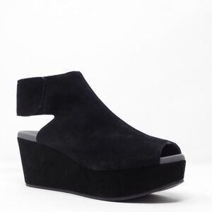 Chocolat Blu Womens White Block Heel Peep Toe Wedge Sandals Suede Size 9